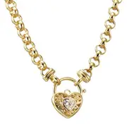 18ct Heavy Yellow Gold Plated 6mm Belcher Chain Necklace with a Filigree Locket Featuring a Simulated Diamond - USA Made