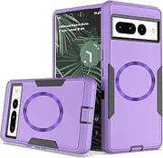 Designed for Google Pixel 7 Pro Case, Compatible with MagSafe, Fits Wireless Charge, Drop Protection, Dustproof, No Fading, No Yellowing Case for Men Women (Purple)