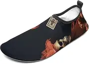 [BTCOWZRV] Water Shoes for Women Men Red Skull Playing Water Sports Shoes Slip-on Breathable Lightweight Athletic Aqua Sock