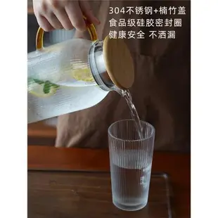 然而家居日式豎紋高硼硅玻璃冷水壺耐熱家用茶壺大容量涼白開水杯