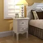 4 PCS Elegant Bedside Table Drawers Vintage Bedroom Nightstand Durable White