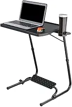 Table Buddy Executive® | Adjustable Multi Position Portable Folding Table Mate with Cup Holder and Smart Footrest for Bed Trey, Work, Watch TV, Dining, Study, Outdoor & Office Furniture (Black)