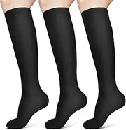 ACWOO Compression Stockings Women and Men, Compression Socks Medical Compression Stockings, Knee Stockings, Women, Thrombosis Stockings, Compression Socks, black-3 pairs, Small-Medium