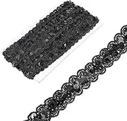 uxcell 2.3cm x 6m Sequin Trim Black Wave Flat Sequin Braid Trim Strip Paillette Ribbon for Crafts, Embellishments, DIY Sewing Costume Decor
