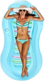 Rukjmqi Pool Floats for Adults | Swimming Pool Lounge Float Inflatable - Outdoor Activity Sunbathing Raft with Drink Holder for Hot Days Beach Poolside Backyard Use