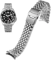 [Danxancy] Stainless Steel Watch Band Curved Ends Tapered 18mm 20mm 22mm Flexible Metal Watch Strap Smartwatch Bracelet Deployment Double FlipLock Buckle Silver Black