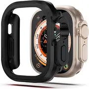 NINKI Compatible Aluminum Bumper Case for Apple Watch Ultra 2 (2023) 49mm - Shockproof, Anti-Scratch, Protective Metal Case - Black