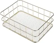 Gold Storage Basket Modern Metal Wire Mesh Crate Container Kitchen Office 1 Pc