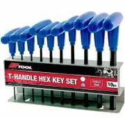 PKTool RG7008 - T Handle Hex Key Set - 10 Piece SAE On Stand