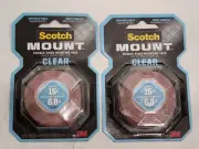 LOT OF 2! 3M Scotch Mount Clear Mounting Double-Sided Tape 15 LB 1 INX60 IN-N10