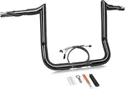 Eumti 14" Rise Pre-Wired Handlebars Ape Hangers 1 1/4" Fat 1" Clamp Meathook Monkey Bar Gloss Black Fit for Harley Touring Miter Cut 2013 Cvo 2016-2023 Street Glide Electra Glide Ultra Limited