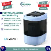 3KG Mini Portable Washing Machine Shoes Brush Wash Top Load Spin Camp Caravan