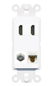 1 Port CAT6 COAX 2 HD Wall Plate-Rocker White