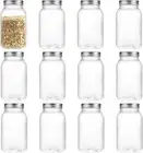 32 Ounce Clear Plastic Mason Jars With Screw On Lid, Reusable Empty Jars for Fo