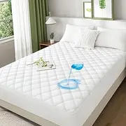 LINENOVA 100% Waterproof Cotton Mattress Protector - King Single, Soft Quilted Fitted Mattress Pad Cover - Hypoallergenic & Anti-Bacterial - Machine Washable - 40cm Deep Pocket - 1 Pack