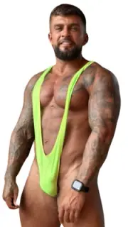 Mankini Borat Mens Thong Bodysuit Costume Swimsuit Bucks Party Green