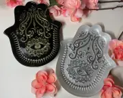 Hamsa Hand Bowl Trinket or Ring Dish with Evil Eye: The Art of Tabletop -Turkish