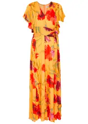 Diane Von Furstenberg Bleuet Floral-print Chiffon Maxi Dress - Yellow - XL (UK16 / XL) XL (UK16 / XL)