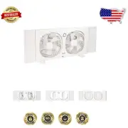 Versatile Twin Window Fan – 2 Speeds, 180° Rotation, Bug Protection Included