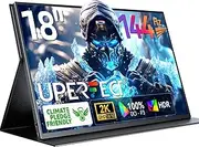 UPERFECT 2K 144Hz Portable Gaming Monitor 18" 2560x1600 QHD 100% DCI-P3 FreeSync HDR Laptop w/VESA, Frameless Matte IPS Eye Care Second for Game Console
