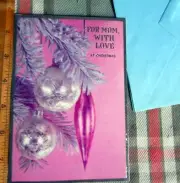 Merry Christmas * FOR MOM **HALLMARK unused SILVER BRANCH WITH hanging ORNMENTS