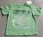 PUMPKIN PATCH BOYS GREEN COTTON T-SHIRT TOP SZ 1 (12-18 MONTHS) NEW WITH TAGS