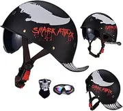 Motorcycle Half Helmet Scoop Helmet,DOT/ECE Approved Retro Open-Face Motorcycle Riders Helmet,Scooter Moped Street Motorbike Half Shell Helmet for for Adults Men and Women