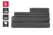 Sheraton 6 Piece 100% Cotton Textured Towel Set (Charcoal)
