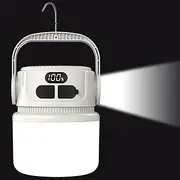 Camping Lights Solar Powered | Waterproof Outdoor Portable Lantern Torch 1200mAh - LCD Display Survival LED Flashlight Waterproof Rechargeable for Hiking Home Patio Yard Gazebo Fishing Garden