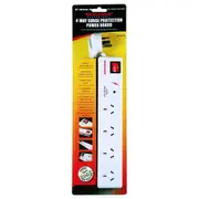 Ultracharge 4-Socket Power Strip Board with Surge Protection 1m Cord (White)