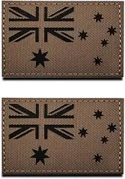 [Zcketo] 2 PCS Reflective Australia Flag Patch Infrared IR Australian National Country Morale Badge Tactical Military Army Uniform Fastener Emblem for Clothes Backpack Hat Jacket Vest Travel (Coyote Brown)