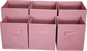 [Sodynee] Foldable Cloth Storage Cube Basket Bins Organizer Containers Drawers, 6 Pack, Pink