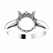 Sterling Silver Round Cut Solitaire Ring Setting - Scroll Style Ring Mounting
