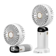 Foldable Desk Fan with 5 Speeds & Power Display Personal Neck Fan for Home Office Indoor Use Outdoor Travel calm