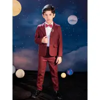 在飛比找ETMall東森購物網優惠-男孩洋氣酒紅格子表演出兒童西裝