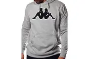 Mens Kappa Logo Tairiti Hooded Sweater 902 Pullover Hoodie Grey/Black
