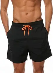 [GAJUS] 1 Piece Men's Swim Shorts Boys Beach Shorts with Pockets Quick Dry Swimwear Beach Shorts Adjustable Drawstring