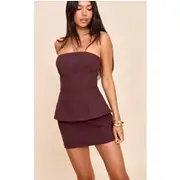 Deep Chocolate Premium Linen A Line Mini Skirt, Deep Chocolate
