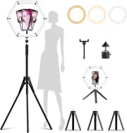 18" LED Ring Light with Stand and Phone Holder, 3200-7000K Dimmable Selfie Light