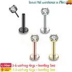 3PCS Labret Lip Ear Stud Push in Bar Piercing Surgical Steel Body Jewellery