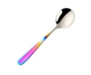 Soup Spoon Mirror Surface Ergonomic Stainless Steel Non-stick Rust-proof Dinner Spoon Kitchen Supplies-Multicolor