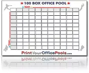 LARGE REUSABLE 100 BOX FOOTBALL SQUARES BLOCK OFFICE POOL SUPER BOWL + PEN