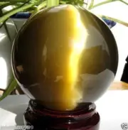80MM + STAND Beautiful ASIAN QUARTZ TIGER EYE CRYSTAL HEALING BALL SPHERE