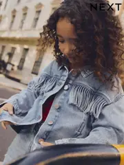 Blue Denim 100% Cotton Fringed Shacket (3-16yrs) (E32672) | $55 - $68