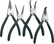 LFSEMINI Snap Ring Pliers Set, 4pcs 7" Internal/External Circlip Pliers Kit with Straight/Bent Jaw, Heavy Duty Precision Spring Loaded Pliers for Ring Remover Retaining and Remove Hoses, Gaskets