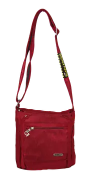 FIB Mens Crossbody Bag Shoulder Strap Travel Satchel Wallet Pockets - Burgundy