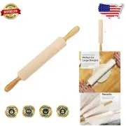 Versatile Maple Rolling Pin for Baking - Durable 12" Dough Roller with Handles