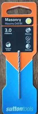 Drill Bit Masonry 3.0 x 60mm Tungsten Carbide Sutton Industrial Quality