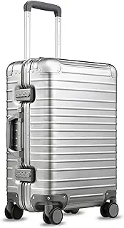 [LUGGEX] All Aluminium Luggage, Aluminum Carry on Suitcase for Travel, Zipperless Luggage, Hardshell Suitcase with Spinner Wheels, TSA Combination Lock(Silver, 55 x 38 x 23 cm, 40L), Silver