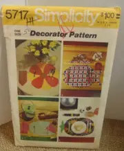 Simplicity Place Mats Napkins Pattern #5717 Flower Fish Watermelon Pineapple VTG